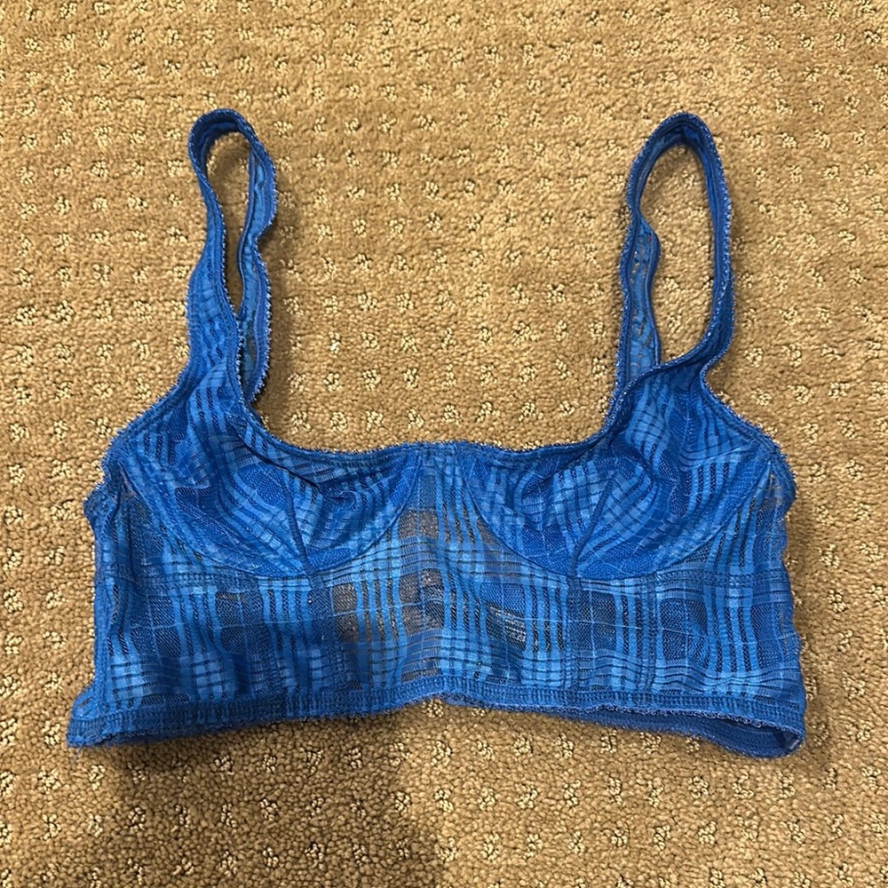 Free People Blue Textured Bra
